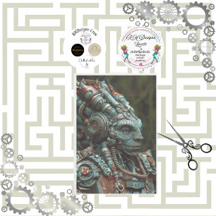 Steampunk Teal Orange Lizard Decoupage Tissue Paper