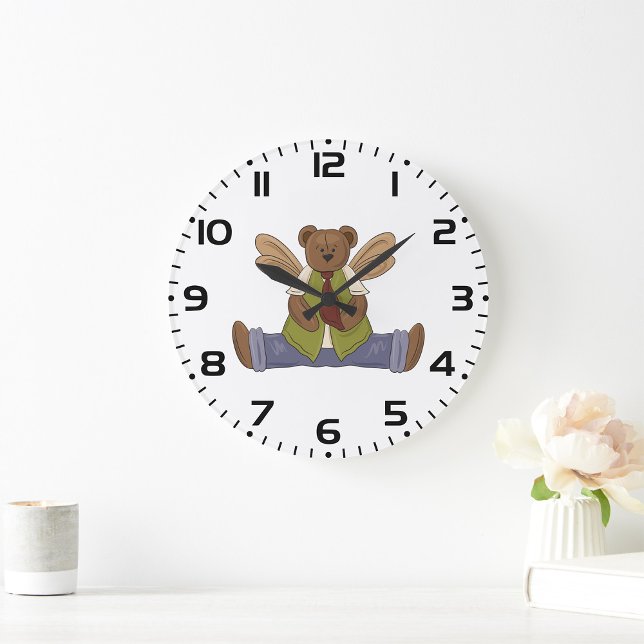 Steampunk Teddy Bear with Fairy Wings  Large Clock (Creator Uploaded)
