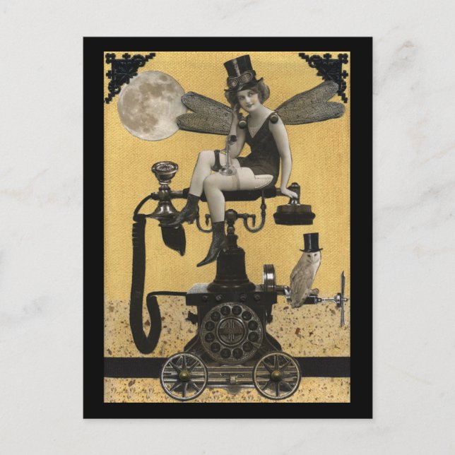 Steampunk Telephone Fairy Postcard (Front)
