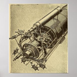 Steampunk Telescope vintage 1898 illustration Poster
