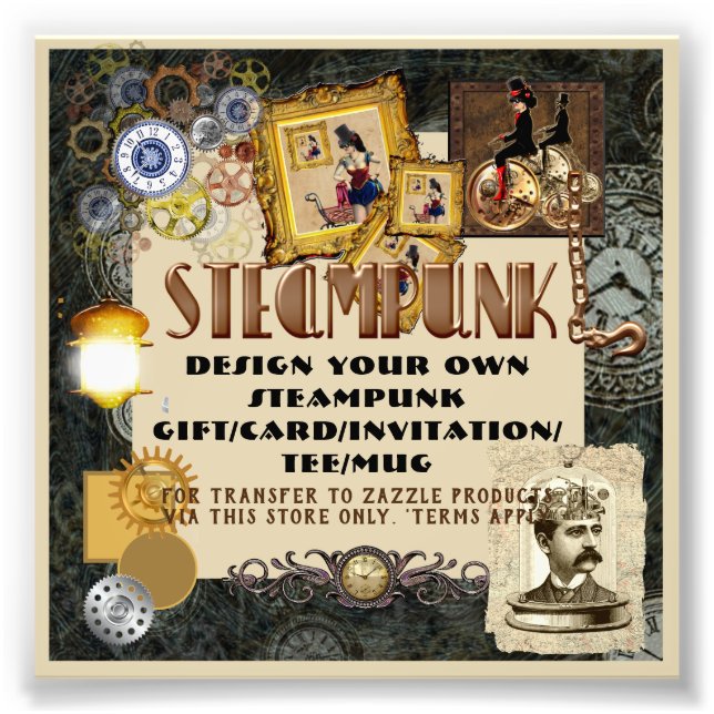 STEAMPUNK  Template Transfer To ANY Gift/Card Photo Print (Front)