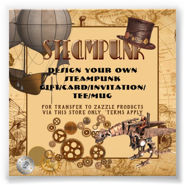 STEAMPUNK  Template Transfer To ANY Gift/Card Photo Print (Front)