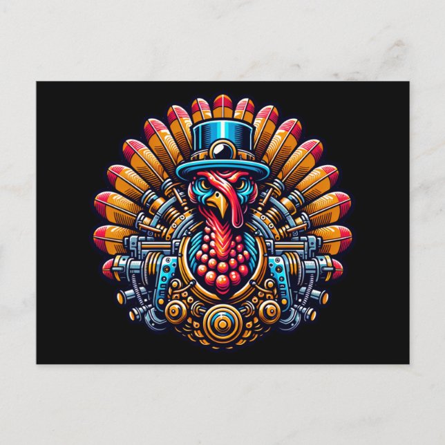 Steampunk Thanksgiving Turkey Postcard (Front)