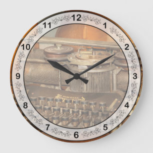 Steampunk - The history of typing Large Clock