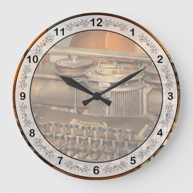 Steampunk - The history of typing Large Clock (Front)