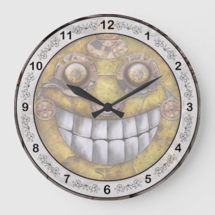 Steampunk - The joy of technology Large Clock