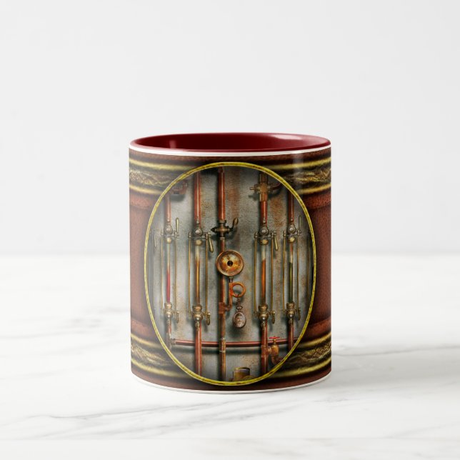 Steampunk - The lubrication manifold Two-Tone Coffee Mug (Center)