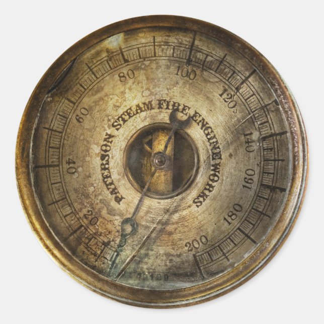 Steampunk - The pressure gauge Classic Round Sticker (Front)