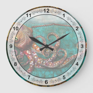 Steampunk - The tale of the Kraken Large Clock