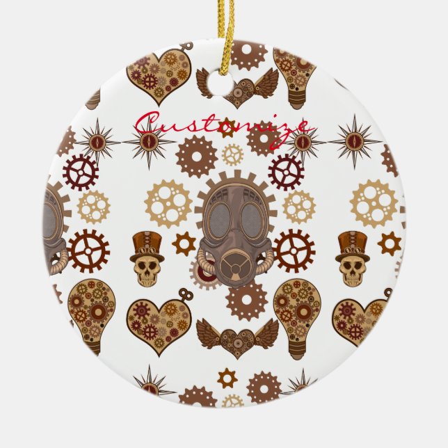 Steampunk Theme Thunder_Cove Ceramic Tree Decoration (Front)