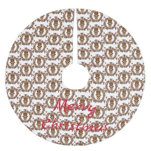 Steampunk Theme Top Hat Skull Thunder_Cove Brushed Polyester Tree Skirt (Front)