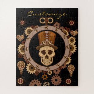 Steampunk Theme Top Hat Skull Thunder_Cove Jigsaw Puzzle