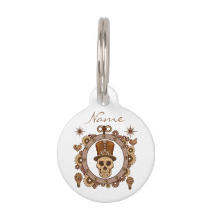 Steampunk Theme Top Hat Skull Thunder_Cove Pet Tag