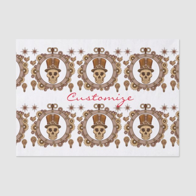 Steampunk Theme Top Hat Skull Thunder_Cove Tissue Paper (Front)