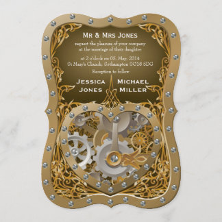 Steampunk theme wedding invitation