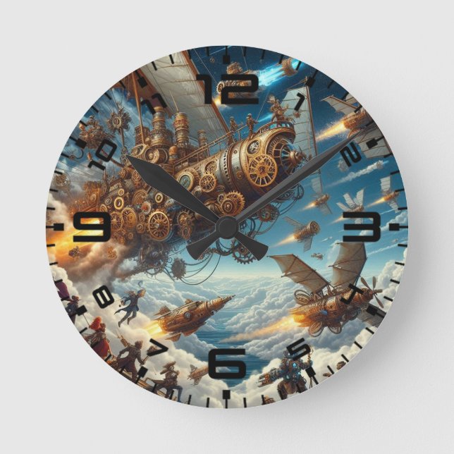 Steampunk Themed 8 Inch Acrylic Wall Clock (Front)