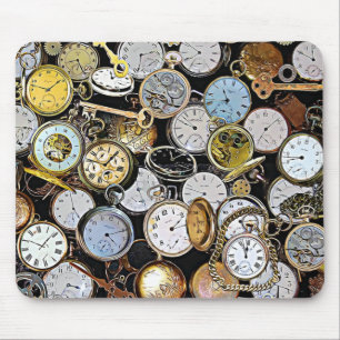 Steampunk Themed Pocket Watches, Gears, Clocks Mouse Mat