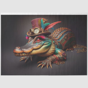 Steampunk TicTok Alligator Decoupage  Tissue Paper