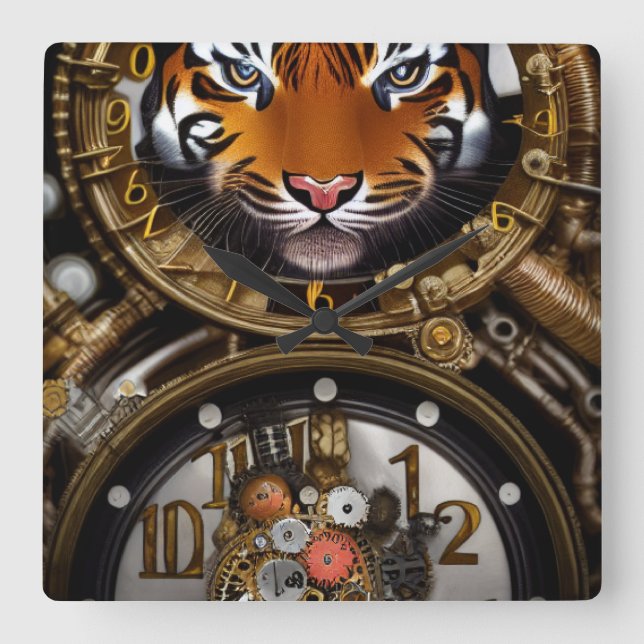Steampunk tiger Wall Clock (Front)