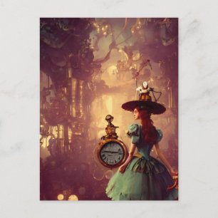 Steampunk Time Keeper Lady Postcard