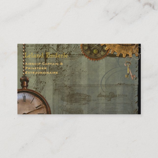 Steampunk Time Machine Business Profile Cards (Front)