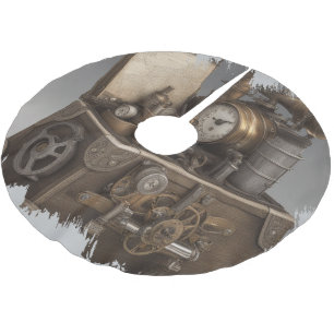 Steampunk Time Machine Christmas Tree Skirt