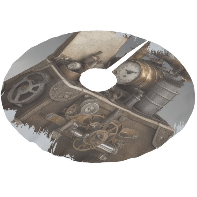 Steampunk Time Machine Christmas Tree Skirt (Angled)