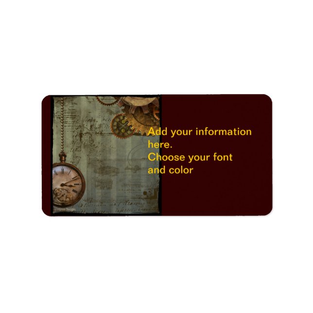 Steampunk Time Machine Clock Labels (Front)