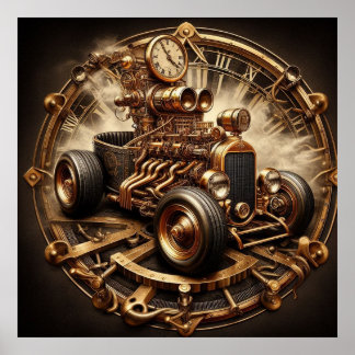 "Steampunk Time Machine" Hot Rod 50-2 Poster