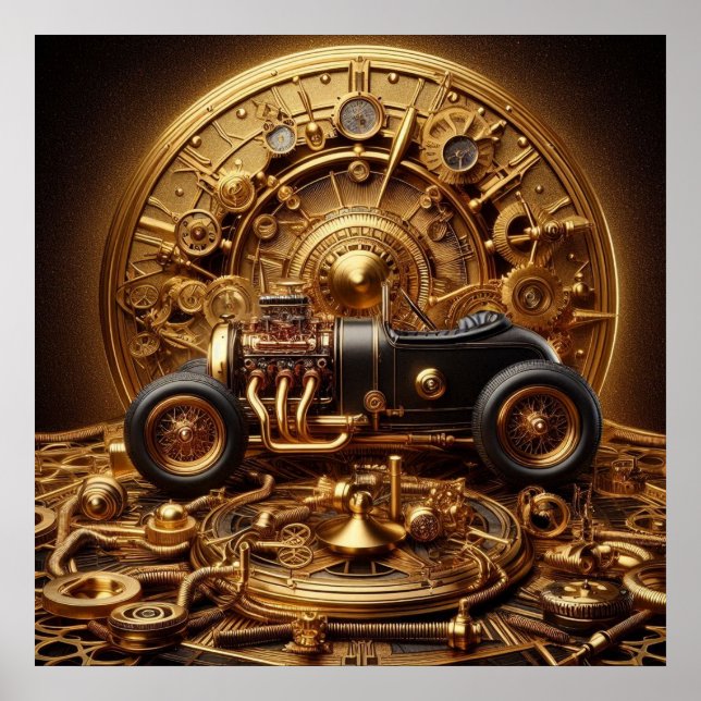 "Steampunk Time Machine" Hot Rod 60-4 Poster  (Front)