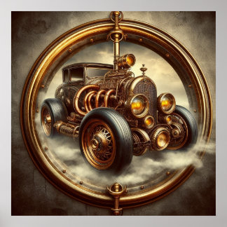 "Steampunk Time Machine" Hot Rod 70-3 Poster