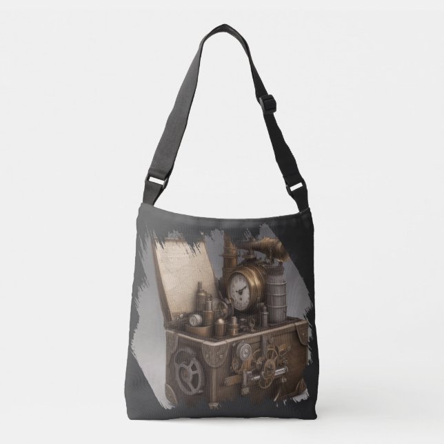 Steampunk Time Machine - Vintage Treasure Chest  Crossbody Bag (Front)