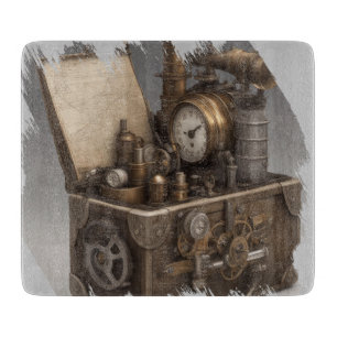 Steampunk Time Machine - Vintage Treasure Chest  Cutting Board