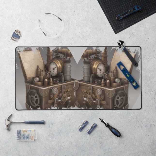 Steampunk Time Machine - Vintage Treasure Chest  Desk Mat (Workstation)
