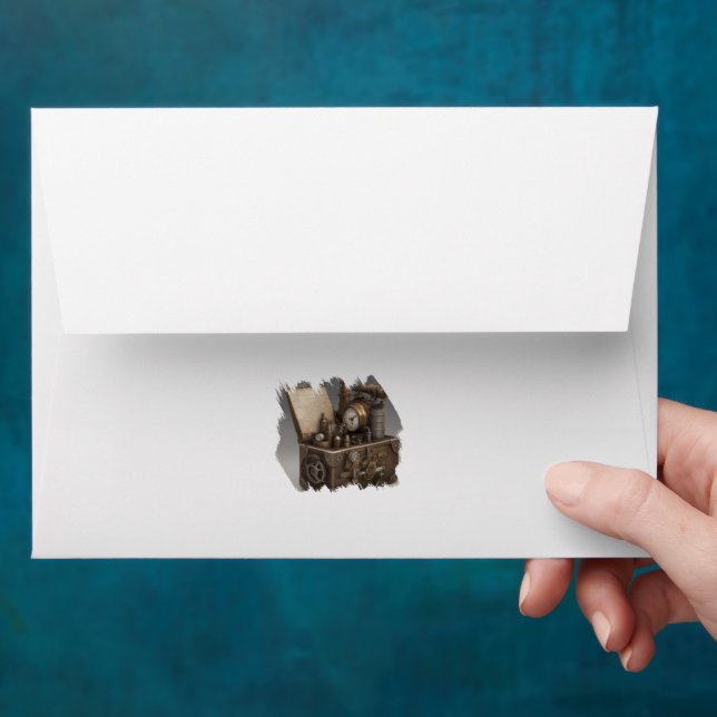 Steampunk Time Machine - Vintage Treasure Chest  Envelope (Hand)