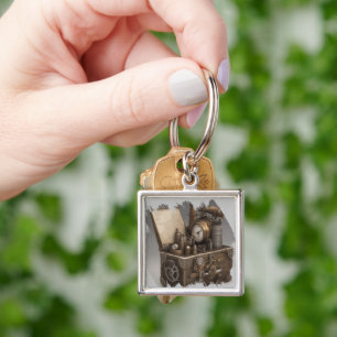 Steampunk Time Machine - Vintage Treasure Chest  Key Ring