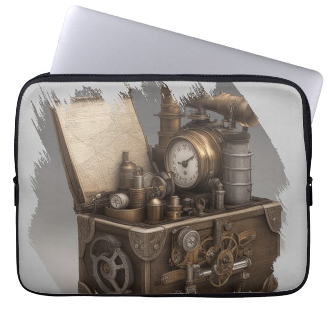 Steampunk Time Machine - Vintage Treasure Chest  Laptop Sleeve (Front)