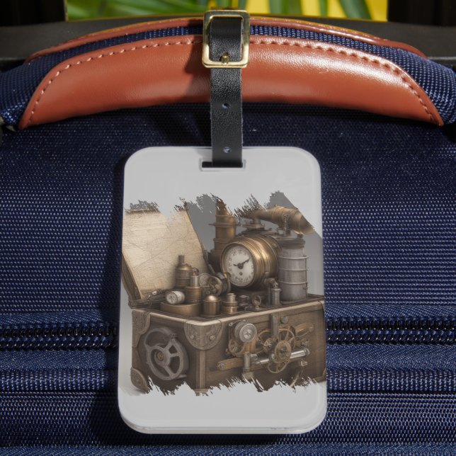 Steampunk Time Machine - Vintage Treasure Chest  Luggage Tag (Front Insitu 2)