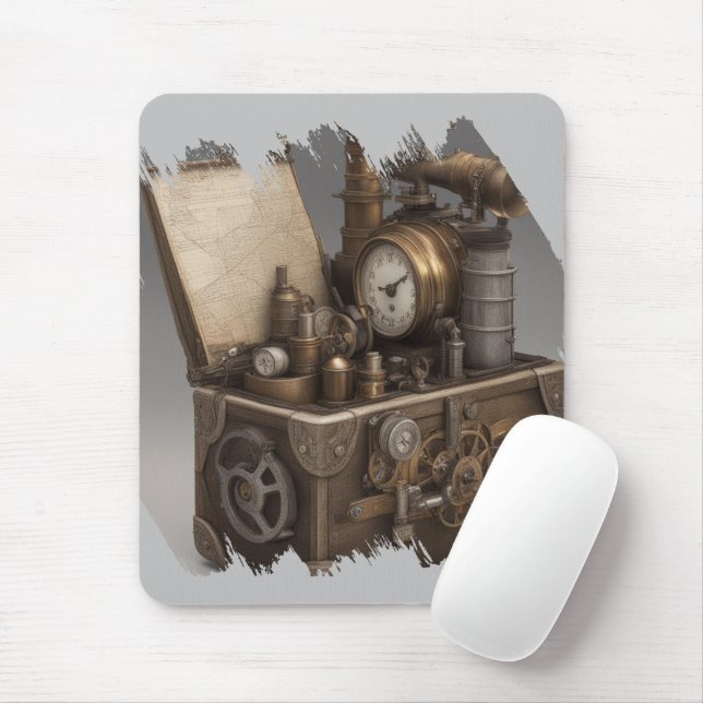 Steampunk Time Machine - Vintage Treasure Chest  Mouse Mat (With Mouse)
