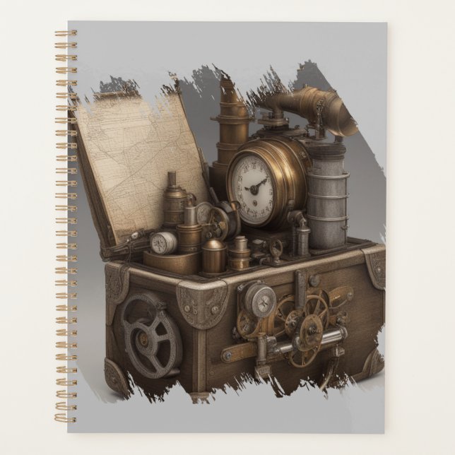 Steampunk Time Machine - Vintage Treasure Chest  Planner (Front)