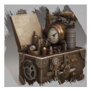 Steampunk Time Machine - Vintage Treasure Chest  Poster