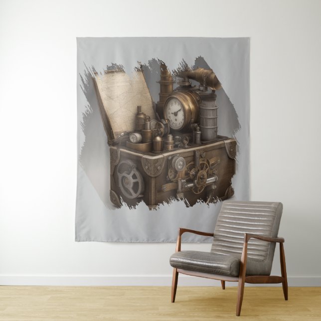 Steampunk Time Machine - Vintage Treasure Chest  Tapestry (In Situ)