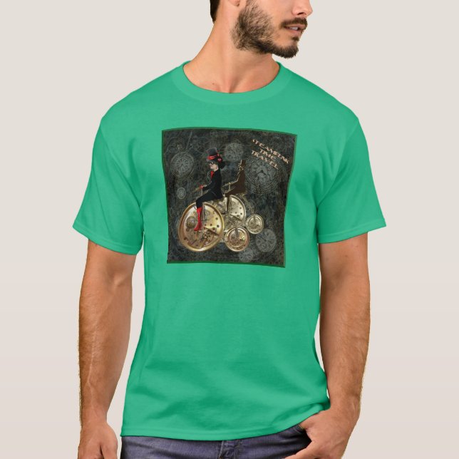 Steampunk time travel, clockwork penny farthing T-Shirt (Front)