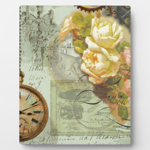 Steampunk Time & Yellow Roses Plaque