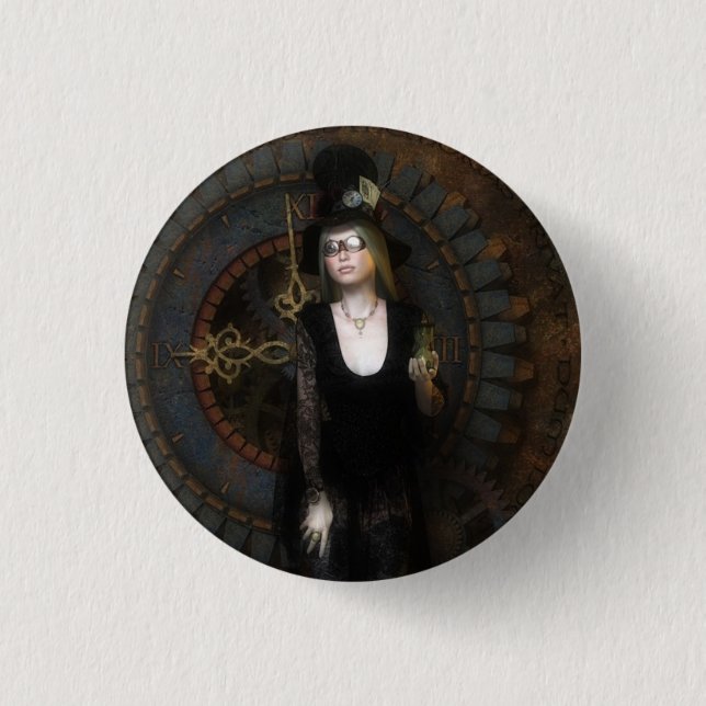 Steampunk timekeeper button (Front)