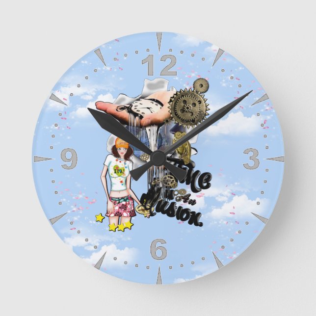 Steampunk Timeless Wedding Party cards & gifts Round Clock (Front)