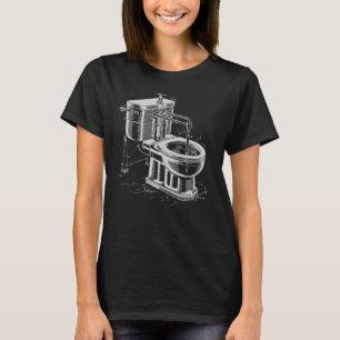 Steampunk Toilet Blueprint Art T-Shirt
