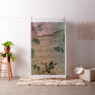 Steampunk Torn Rose   Vintage Distressed Ephemera Fabric