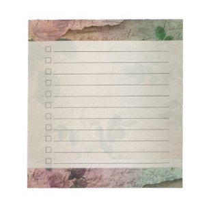 Steampunk Torn Rose   Vintage Ephemera Checklist Notepad