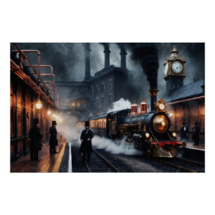 Steampunk Train Station  Poster